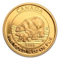 Kanada - 10 CAD Polarbr und Junges 2015 - 1/4 Oz Gold