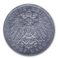 Deutsches Kaiserreich 5 Mark Luitpold Prinzregent v. Bayern 25g Silber Rückseite