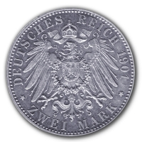 Deutsches Kaiserreich 2 Mark Friedrich 1701 Wilhelm 1901 10g Silber Rückseite