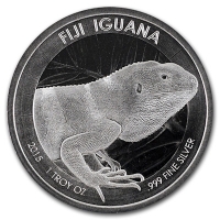Fiji - 1 FJD Iguana Echse 2015 - 1 Oz Silber Security Card