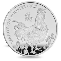 Grobritannien - 2 GBP Lunar Hahn 2017 - 1 Oz Silber PP