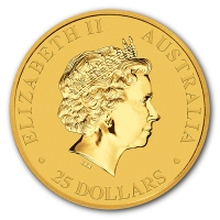 Australien 25 AUD Känguru 2017 1/4 Oz Gold Rückseite