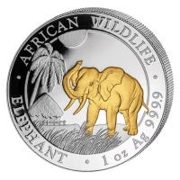 Somalia - African Wildlife Elefant 2017 - 1 Oz Silber Gilded
