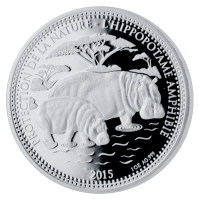 Tschad - 1000 Francs Nilpferd 2015 - 1 Oz Silber