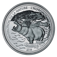 Tschad - 1000 Francs Nilpferd 2016 - 1 Oz Silber