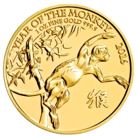 Grobritannien - 100 GBP Lunar Affe 2016 - 1 Oz Gold