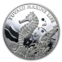 Tuvalu - 1 TVD Marine Life Seepferdchen - Silbermnze