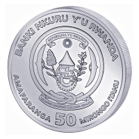 Ruanda 50 RWF Lunar Serie Hahn 2017 1 Oz Silber Rückseite