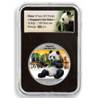 China - 10 Yuan Panda 2017 Singapur - 30g Silber Color
