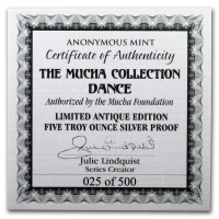 USA - Alfons Mucha Kollektion Dance - 5 Oz Silber Antik Finish