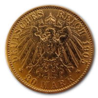 Deutsches Kaiserreich - 20 Mark Ernst Ludwig Hessen 1905 - 7,16g Gold