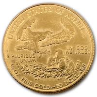 USA 10 USD American Gold Eagle 1/4 Oz Gold Rckseite