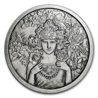 USA - Alfons Mucha Kollektion Rose - 5 Oz Silber Antik Finish