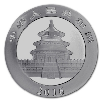 China - 10 Yuan Panda 2016 - 30g Silber Gilded