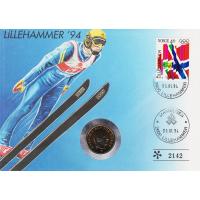 Numisbrief - Lillehammer 1994 - Briefmarke + Medaille