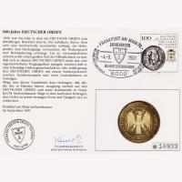 Numisbrief - 800 Jahre Deutscher Orden - Briefmarke + 10 Mark Mnze