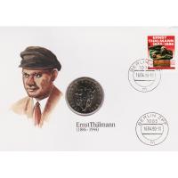 Numisbrief - Ernst Thlmann - Briefmarke + 10 Mark Mnze