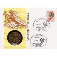 Numisbrief - Geschichte der Musik - Briefmarke + 5 Mark Mnze