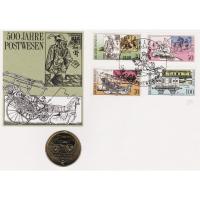 Numisbrief - 500 Jahre Postwesen - Briefmarke + 5 Mark Mnze