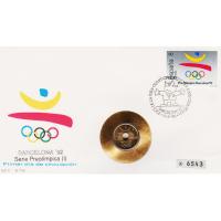 Numisbrief - Olympiade Barcelona 1992 - Briefmarke + Mnze