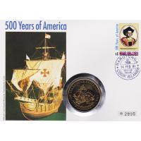 Numisbrief - 500 Jahre Amerika 1492 bis 1992 - Briefmarke + Mnze