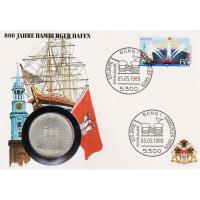 Numisbrief - 800 Jahre Hamburg - Briefmarke + 10 Mark Mnze
