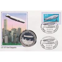 Numisbrief - Graf Zeppelin - Briefmarke + Medaille