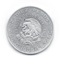 Mexiko - 10 Pesos Hidalgo 1955 - Silbermnze