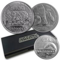 Mexiko - 175 Peso WM1986 3-Coin-Set - Silbermnzen