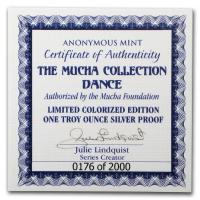 USA - Alfons Mucha Kollektion Dance - 1 Oz Silber PP Color