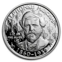 USA - Alfons Mucha Kollektion JOB - 1 Oz Silber PP Color