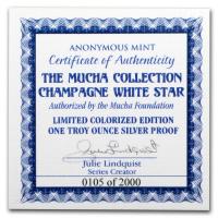 USA - Alfons Mucha Kollektion Champagne White Star - 1 Oz Silber PP Color