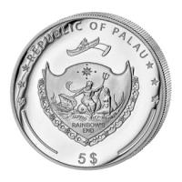 Palau - 5 USD Lunar Hund 2018 - 1 Oz Silber PP Color