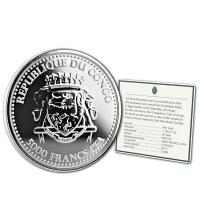 Kongo - 5000 Francs Gorilla 2017 - 1 Oz Silber PP Color