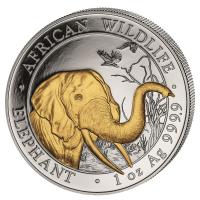 Somalia - African Wildlife Elefant 2018 - 1 Oz Silber Gilded