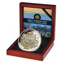 Niue - 10 NZD Great Barrier Reef 2018 - 5 Oz Silber High Relief Gilded