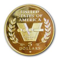 USA - 5 USD 50 Jahre WW2 - 7,52g Gold PP