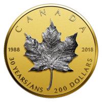 Kanada - 200 CAD Maple Leaf 30 Jahre 3D 2018 - 1 Oz Gold