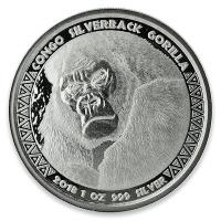 Kongo - 5000 Francs Gorilla 2018 - 1 Oz Silber Prooflike