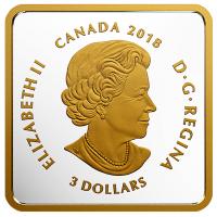 Kanada - 3 CAD Ksten: Der wahre Norden 2018 - Silber PP Gilded