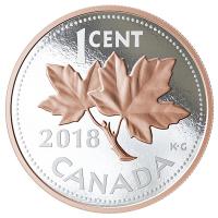 Kanada - 1 Cent Big Coin Maple Leaf 2018 - 5 Oz Silber Gilded