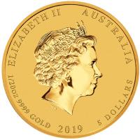 Australien - 5 AUD Lunar II Schwein 2019 - 1/20 Oz Gold