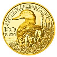 Österreich 100 EURO Wildtiere Stockente 2018 1/2 Oz Gold Rückseite