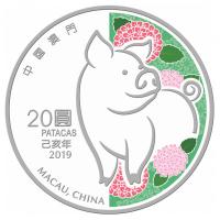 Macau - Lunar Schwein 2019 - 1 Oz Silber PP