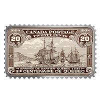 Kanada - 20 CAD Briefmarken: Ankunft von Cartier 1535 Quebec 2018 - 1 Oz Silber