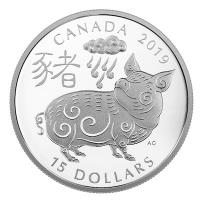 Kanada - 15 CAD Lunar Schwein 2019 - 1 Oz Silber
