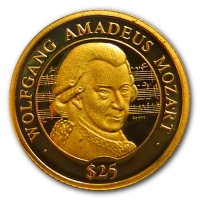 Liberia - 25 Dollar Wolfgang Amadeus Mozart 2000 - Gold PP