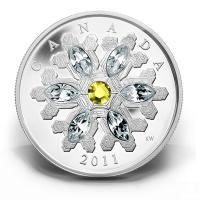 Kanada - 20 CAD Crystal Snowflake Topaz 2011 - 1 Oz Silber