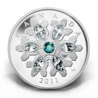 Kanada - 20 CAD Crystal Snowflake Emerald 2011 - 1 Oz Silver