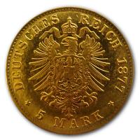 Deutsches Reich 5 Mark Ludwig II 1,79g Gold Rückseite